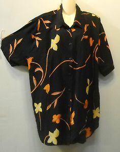 NWOT CHERRY CREEK FLORAL SOFT RAYON PLEATED TOP SHIRT 3X 61 BUST FREE 