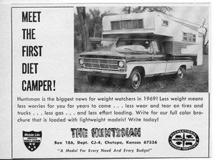 1969 Vintage Ad The Huntsman Pickup Truck camper Chetopa Kansas