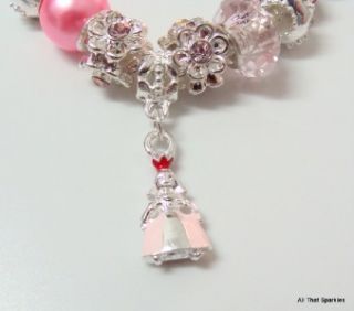 pink princess child girls charm bracelet fit pandora