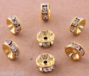 20 Pcs Gold Plated Crystal Mosaic Spacer Beads Charms Jewelry Findings 