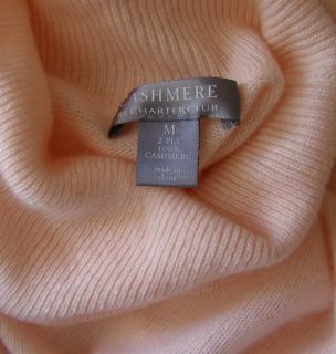 CHARTER CLUB Pale Light Pink Cashmere Sweater M 2 Ply 100% Turtleneck 
