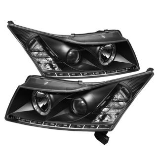 chevy cruze 11 12 drl led projector headlights black
