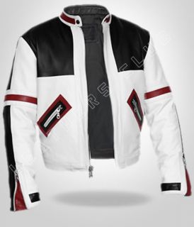 Mens Chaser Box White Armoured Motorcycle Bomber Bikers Leather 