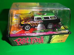 Autoworld Xtraction R10 Rat Fink 55 Chevy Nomad (Green) HO Scale Slot 