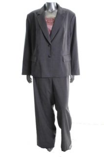 Kasper New Subtle Chic Gray Plaid Three Piece Flat Front Pant Suit 