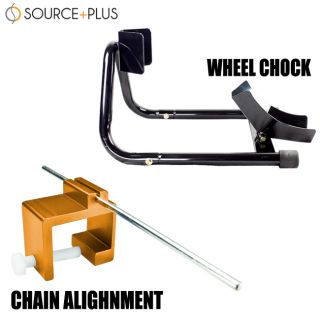 Motorcycle Front 17 Wheel Chock Stand Black Chain Alignment Tool 