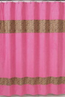 Cheetah Animal Print Pink Brown Fabric Shower Curtain