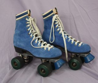 Vintage Chicago Roller Skate Co Blue Suede Shoes Skates 5