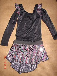 Girls Size 6x 7 Kids Danceware Glitter Shimmering Metallic Bodysuit 