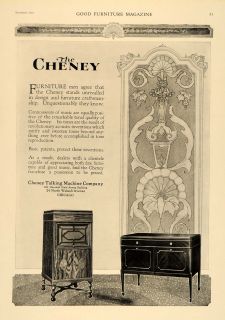 1919 Ad Cheney Talking Machines Music Player Furniture   ORIGINAL 
