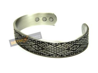Mens Chunky Celtic Magnetic Copper Bangle Bracelet Silver Colour 6 
