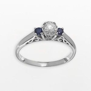 Cherish Always 14K White Gold 1/3 Ct. T.W. Diamond And Sapphire Ring 
