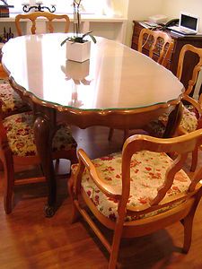 Antique Ebert Furniture Co Cherry Dining Room Table and 6 Chairs