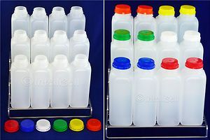 50 New HDPE Plastic Bottles Containers Pint 16 oz 54 Twist Lids Juice 