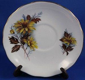 Queen Anne Bone China Saucer Fall Yellow Flowers
