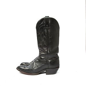 Mens J Chisholm Black Leather Western Cowboy Boots 9 1 2D