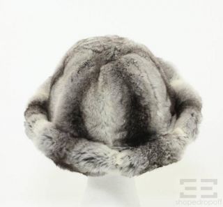Lenore Marshall Grey & White Chinchilla Fur Hat