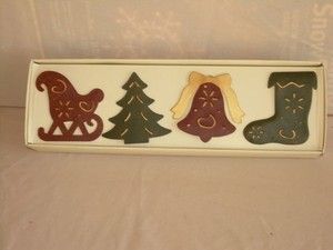   Set of 12 Holiday Christmas Metal Napkin Rings Holders NIB Tree Sleigh