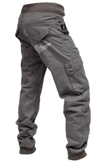 Chino Cuffed Jogger Jeans Cargo Pants Mens KANGOL Stone Charcoal 28 