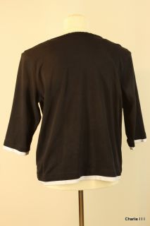 Alfred Dunner Sz 2X Black Cotton Blend Tunic Blouse Womens Clothing 