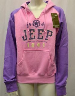Jeep Printed Womens Fleece Pullover Hood Pink Lavender Sz s M L XL 