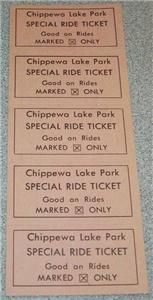 vintage chippewa lake park special ride tickets