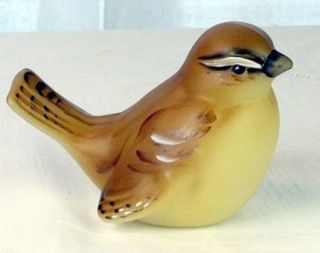 Fenton Hand Painted Wren Bird Figurine in Opal Satin