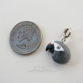   Grey Cute Bird Parrot Bracelet Charm Clay Art Jewelry New
