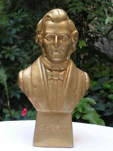 Antique Gilded Plaster Chopin Scultupture Signed 1920s