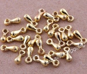    100Pcs Gold Plated Drops Spacers Beads Jewelry findings Charms 7x3mm