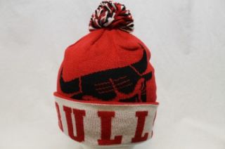 Chicago Bulls Adidas Knitted Beani Stocking Hat Cap Red White Cuff 