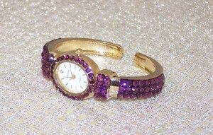 Purple Rhinestone Swarovski Crystal Bracelet Watch