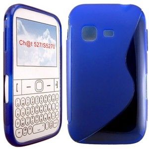   Blue s Line Soft Gel Skin Shell Pouch for Samsung Chat 527
