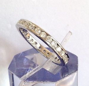 Diamonique Eternity Band 925 Sterling Silver Ring Sz 6