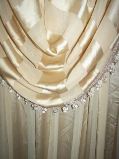 Vintage Chris Madden Tone on Tone Gold Faux Silk Drapes Curtains Plus 