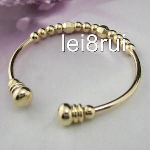    18k yellow gold filled bangle childrens bracelet W beads GF jewelry