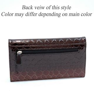   Skin Tri Fold Flap Faux Leather Checkbook Wallet Purse Green