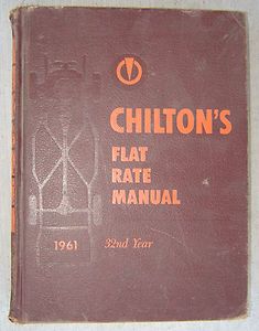 1961 Chilton Flat Rate Parts and Labor Manual Book Shop guide