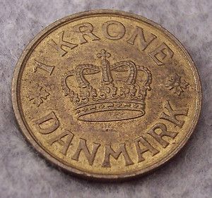 1925 Denmark 1 Krone King Christian x Copenhagen Initials HCN GJ WS 