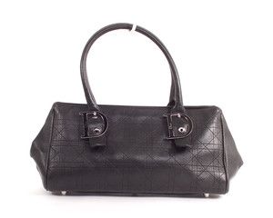 Christian Dior Black Calf Grained Leather Lady Dior Small Tote Bag 
