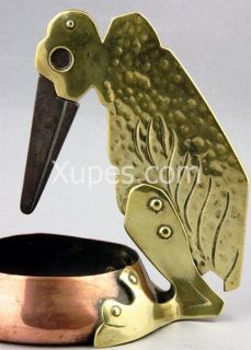   German Arts Crafts Copper and Brass Bird Cigar Cutter C 1890