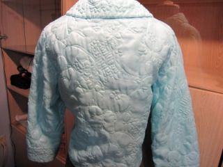 Vtg 50s Lord Taylor Tea House Oriental Quilted Powder Blue Bedjacket 