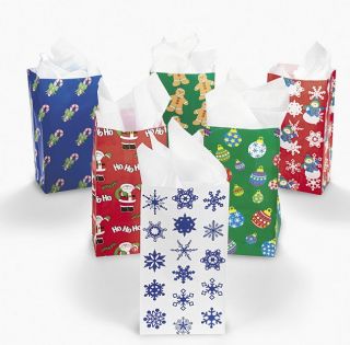 24 Holiday Christmas Gift Bags Santa Gingerbread Ornaments Snowflake 