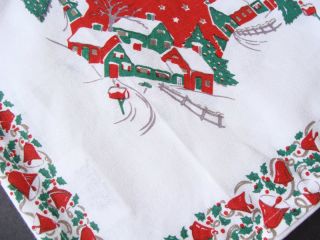   Winter Village, Jingle Bells, Holly & Berries Fabric Christmas Napkins