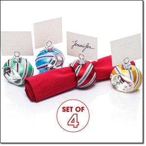 Christmas Ornament Napkin Ring   Place card Holder Set