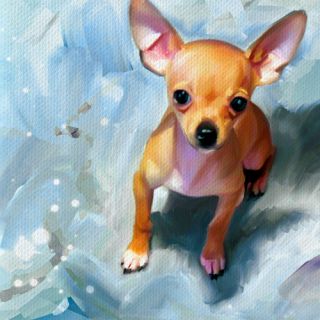 Chihuahua Dog Pet Original Art Painting Canvas Giclee Print