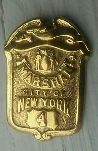 New York City Marshal Potsy Badge 1889 1898 Era RARE