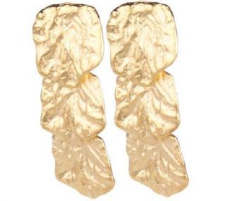  Sold Out Ciro Goldtone Textured Bold Triple Disc Clip Earrings