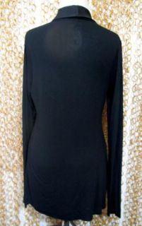 Bailey 44 Black Silk Trim Super Soft Open Front Cardigan Shirt Blouse