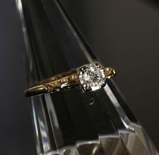  Jewelry Solid 14k Yellow Gold Antique Diamond Engagement Solitaire